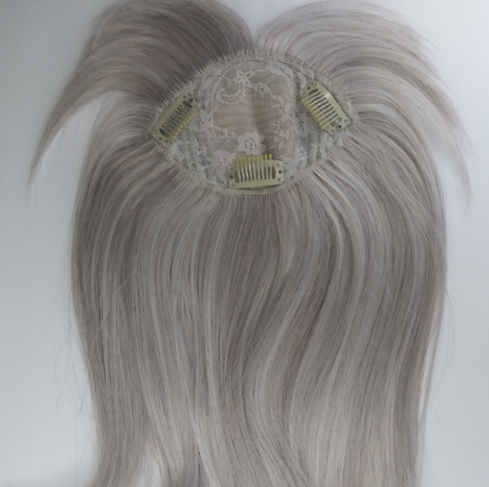 New #56 Light gray - Large Topper with Hair Bangs for thinning & hair loss